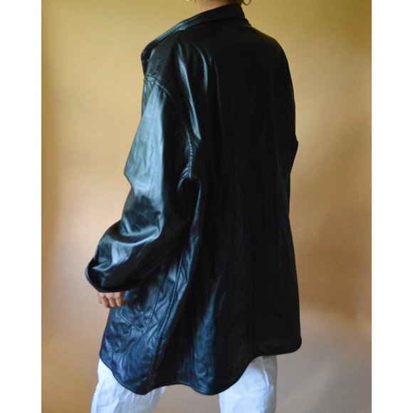 90s Vintage Reversible Leather Trench Coat - Picture 4 of 4
